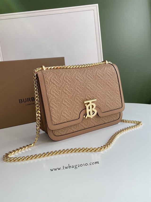 Burberry專門店新款中號TB刺繡絎縫鎖扣包 巴寶莉羔羊皮鏈條單肩斜挎女包 yxb1170